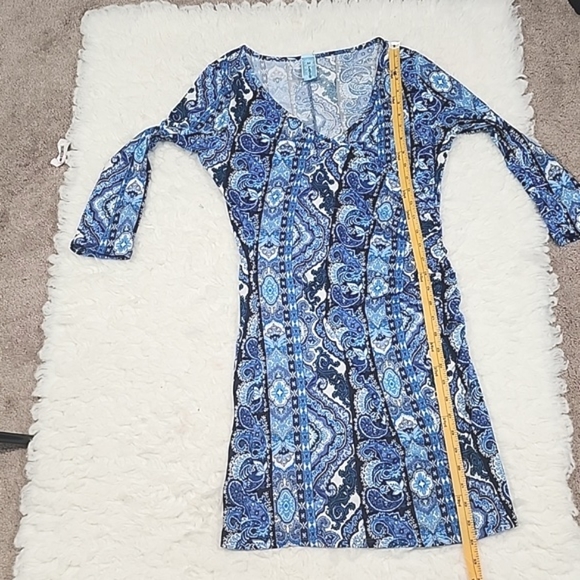 M. Fasis Bodycon Paisley Blue Dress. M - Picture 8 of 12